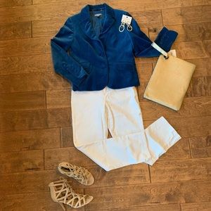 Pretty Blue Velvet Ann Taylor 2 button Blazer. Great for the Holidays or Work